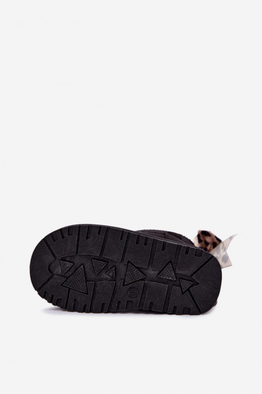 Children's black snow boots with ribbons Velle