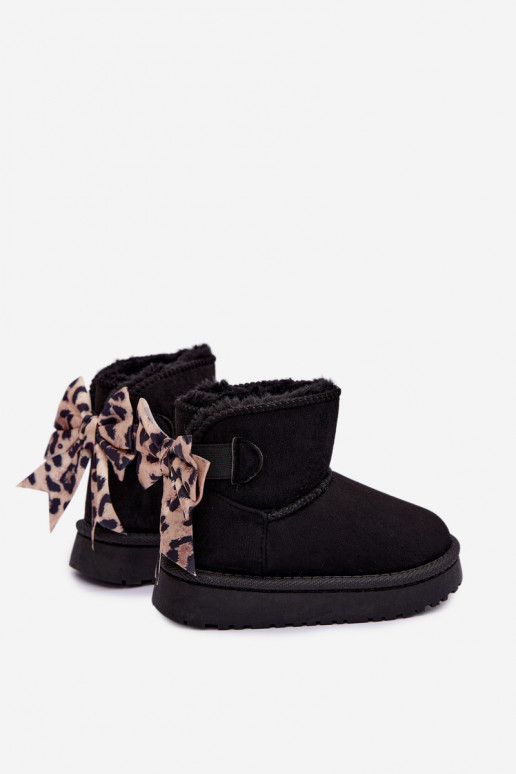 Children's black snow boots with ribbons Velle