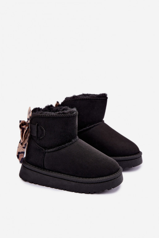 Children's black snow boots with ribbons Velle