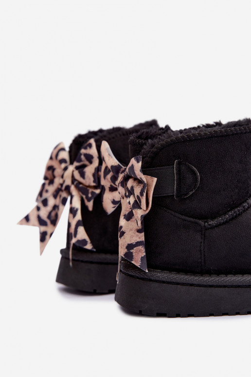 Children's black snow boots with ribbons Velle