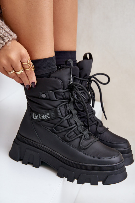 Czarne damskie buty śniegowe Lee Cooper LCJ-24-47-3144