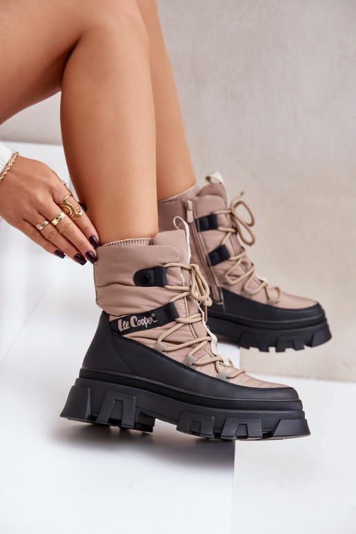 Beige women's snow boots Lee Cooper LCJ-24-47-3143