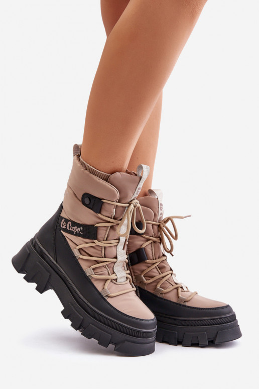 Beige women's snow boots Lee Cooper LCJ-24-47-3143