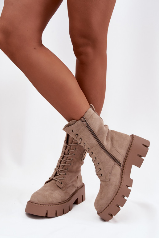 Beige insulated ankle boots with ornaments Melisse