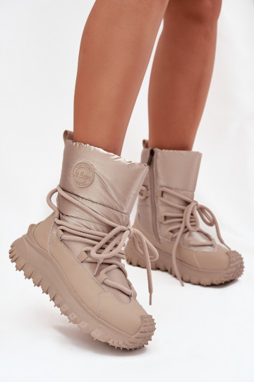 Beige and gold snow boots with platform Lee Cooper LCJ-25-12-3663