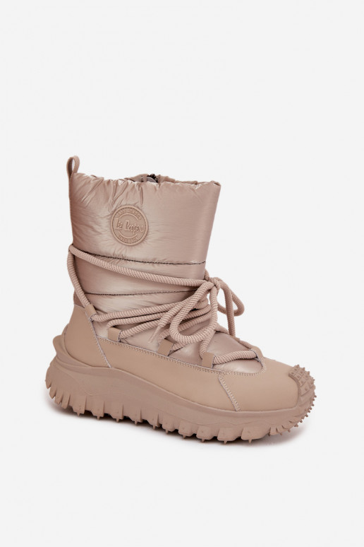 Beige and gold snow boots with platform Lee Cooper LCJ-25-12-3663