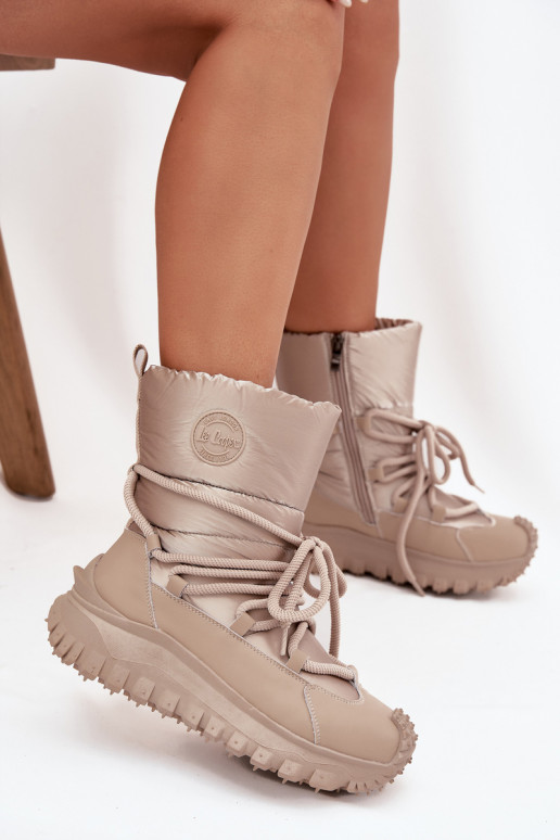 Beige and gold snow boots with platform Lee Cooper LCJ-25-12-3663