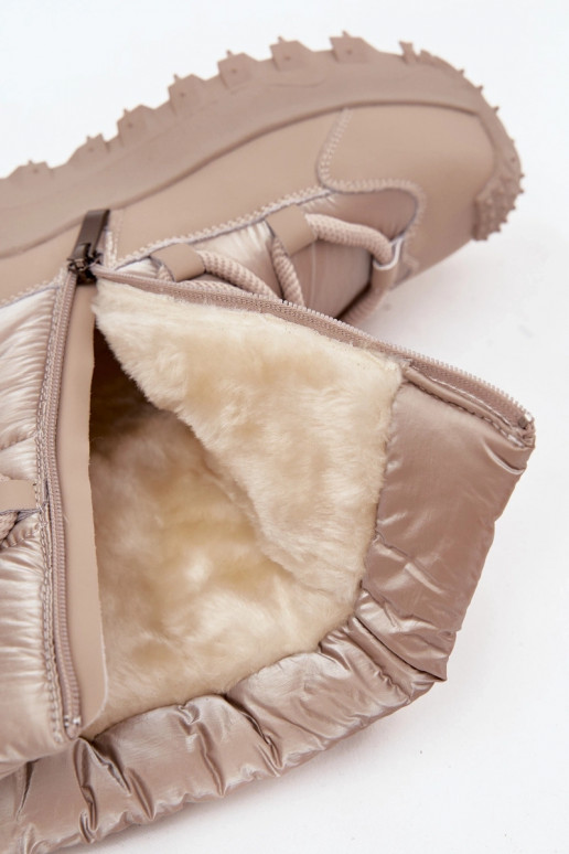 Beige and gold snow boots with platform Lee Cooper LCJ-25-12-3663