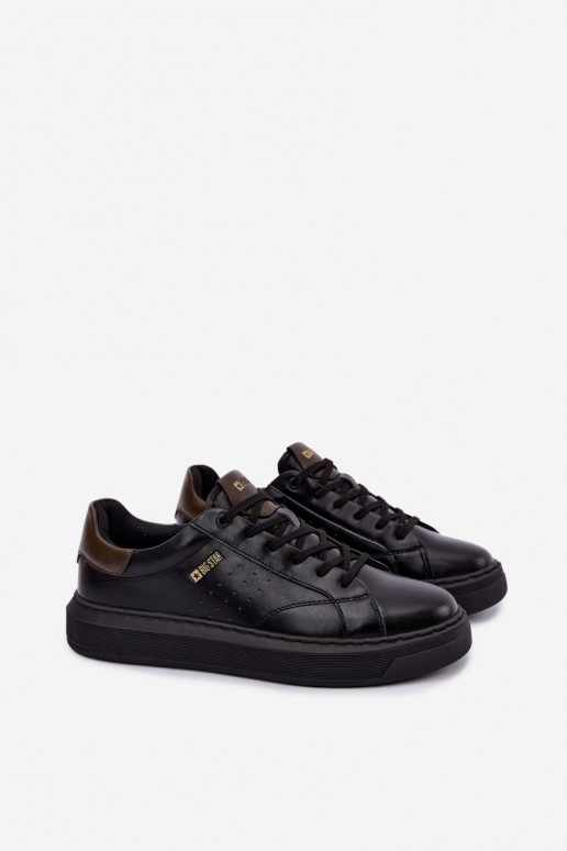 Black men's sneakers with platform Big Star UU174291