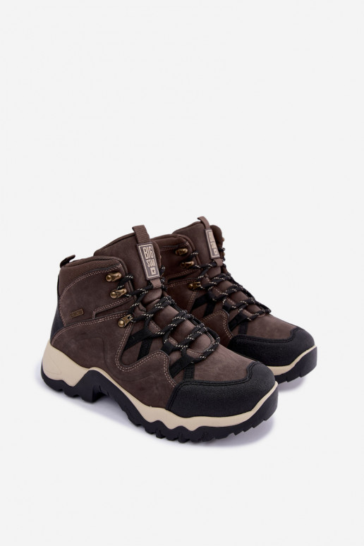 Ciemnobrązowe męskie buty trekkingowe Big Star UU174183 HI-Poly System