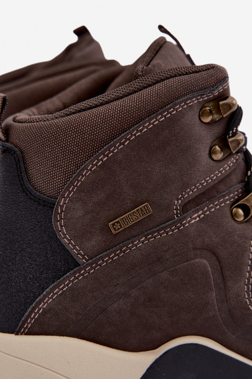 Ciemnobrązowe męskie buty trekkingowe Big Star UU174183 HI-Poly System