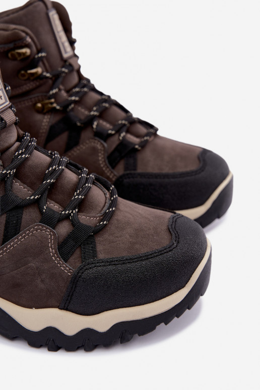 Ciemnobrązowe męskie buty trekkingowe Big Star UU174183 HI-Poly System