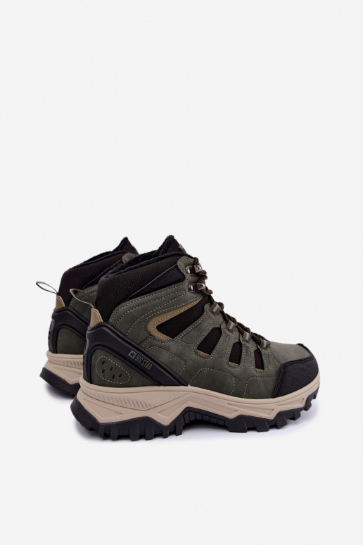 Green insulated men's hiking boots Big Star UU174315