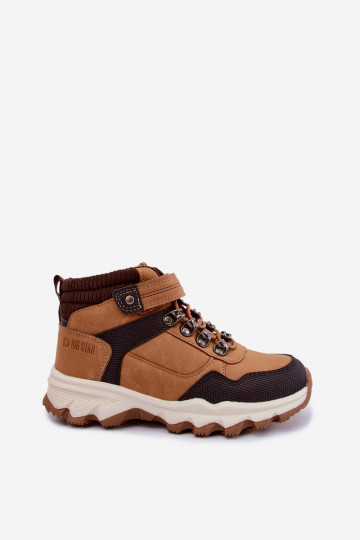 Brown insulated children's boots with Velcro Big Star UU374005 2