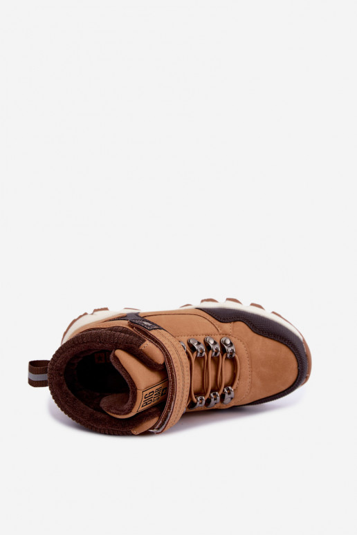 Brown insulated children's boots with Velcro Big Star UU374005