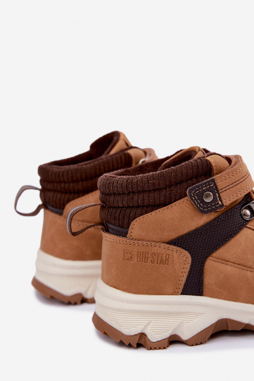 Brązowe ocieplane buty dziecięce z rzepami Big Star UU374005