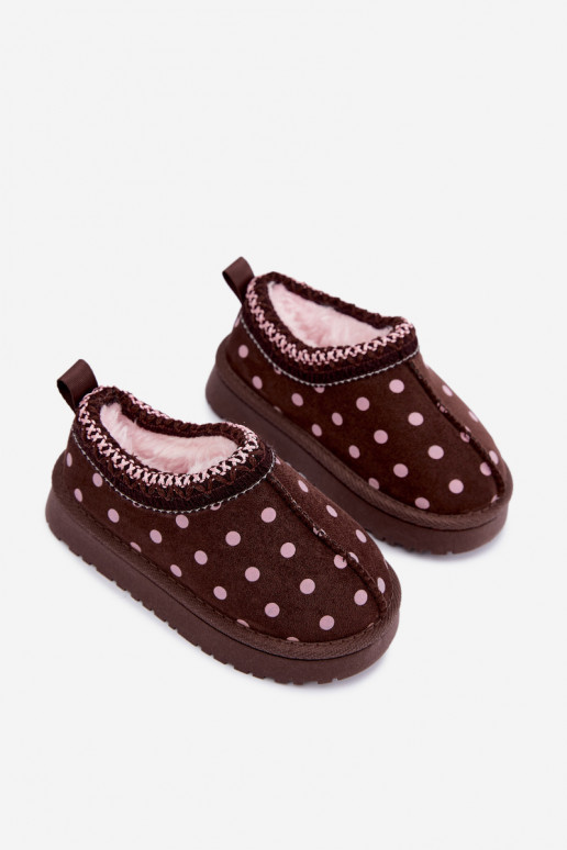 Kids' snow boots with chocolate and pea patterns Ysmerine