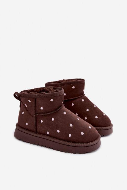 Kids' snow boots with hearts in chocolate Gracina