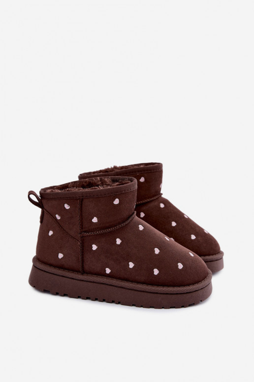 Kids' snow boots with hearts in chocolate Gracina
