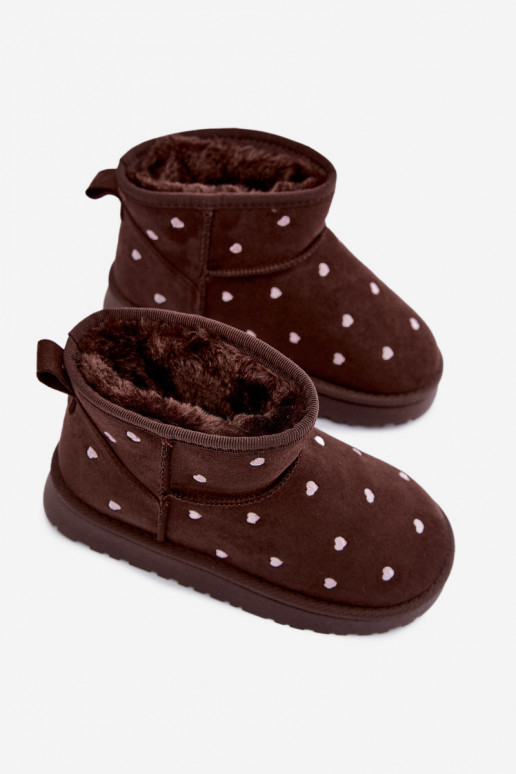 Kids' snow boots with hearts in chocolate Gracina
