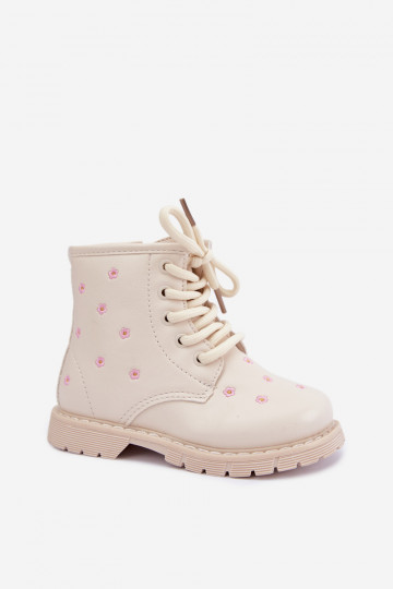 Warm children's boots with flowers, sand-colored Selmora