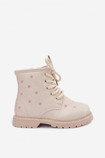 Warm children's boots with flowers, sand-colored Selmora 2