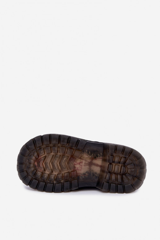 Lined children's ankle boots with patent effect, faux leather, with zippers, black Omua