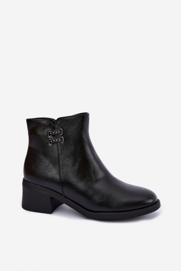 Insulated women's ankle boots on block heel black Delmira