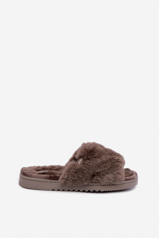 women's slippers with fur in gray Loraline