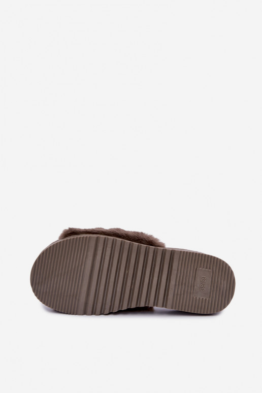 women's slippers with fur in gray Loraline