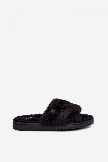 women's slippers with fur in black Loraline 2