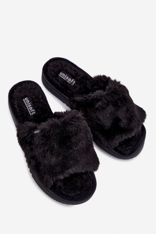 women's slippers with fur in black Loraline