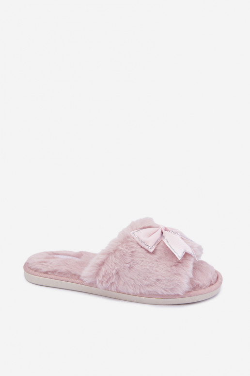 slippers with fur and bows in pink Fiamelle