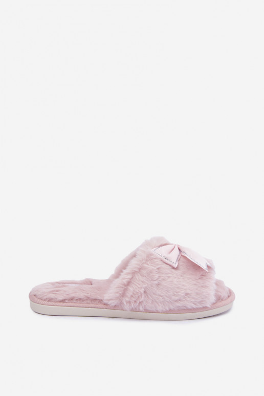 slippers with fur and bows in pink Fiamelle