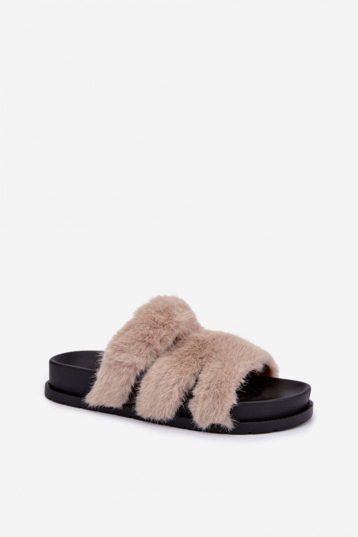 slippers with fur in sand Talisette
