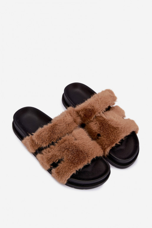slippers with fur in brown Talisette