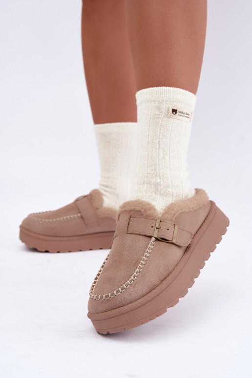 women's snow boots with buckles in sand Saldora