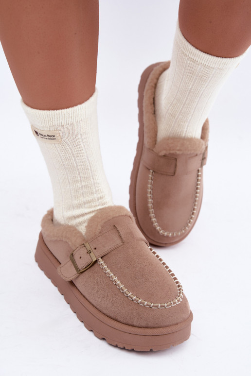 women's snow boots with buckles in sand Saldora