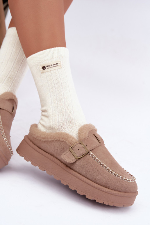 women's snow boots with buckles in sand Saldora