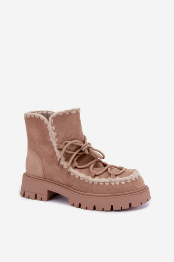 Snow boots with stylish details in sand color Cariselle