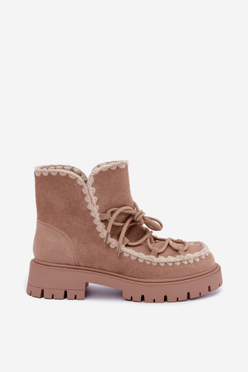 Snow boots with stylish details in sand color Cariselle 2