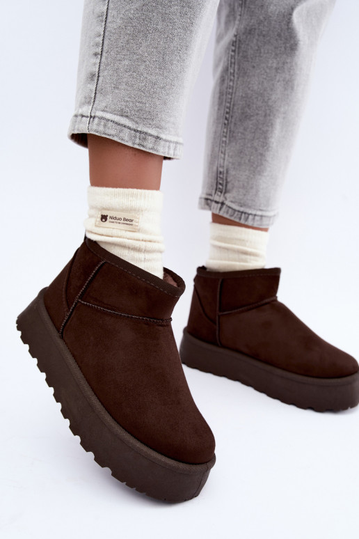 Faux suede snow boots with platform in dark brown color Corcoran