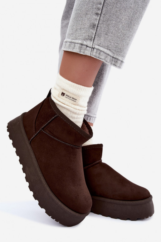 Faux suede snow boots with platform in dark brown color Corcoran