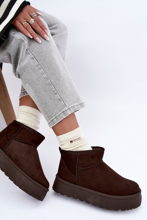 Faux suede snow boots with platform in dark brown color Corcoran