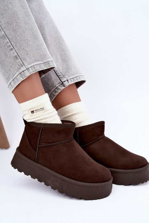 Faux suede snow boots with platform in dark brown color Corcoran