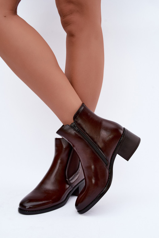 Stylish women's ankle boots in dark brown color Dalmora
