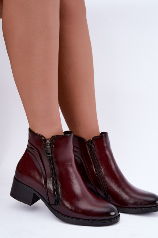 Warm burgundy ankle boots Merseline