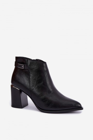 Warm black ankle boots with heels and decorative straps Irmelle