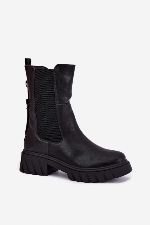 Warm stylish women's ankle boots in black