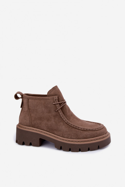 Laced ankle boots in faux suede sand Farella
